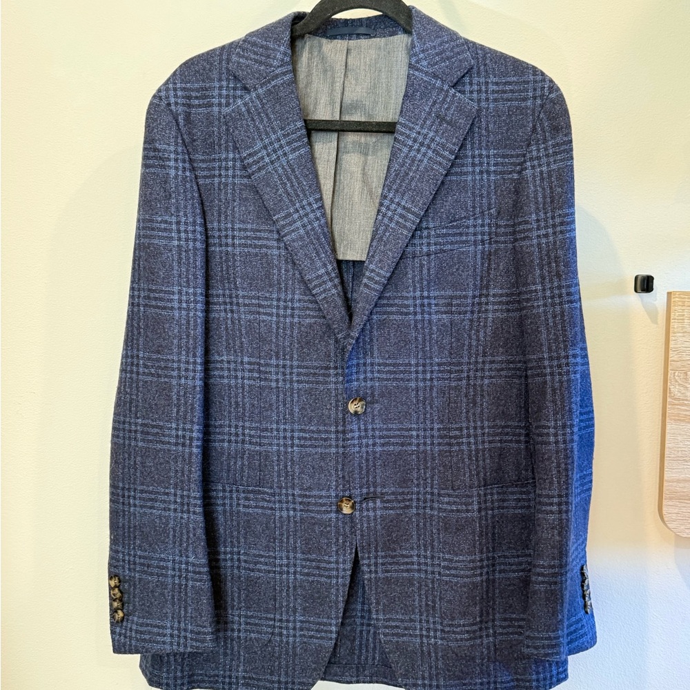 Men's Blue Plaid Blazer